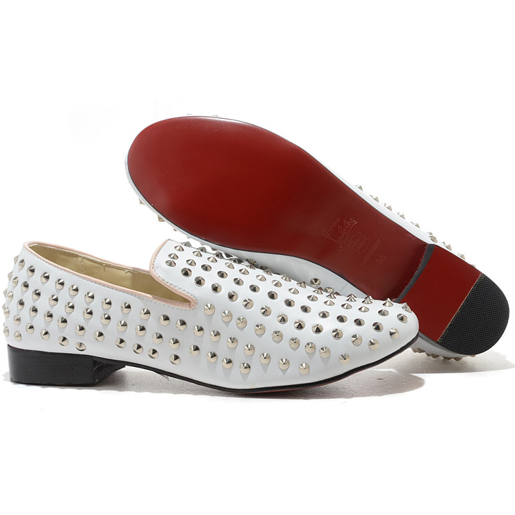 Christian Louboutin Rolling Spikes Loafers White